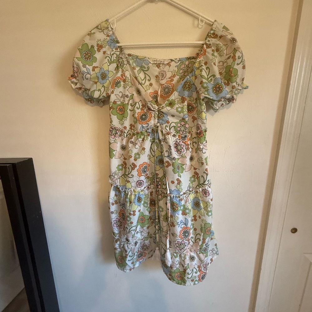 Floral Puff Sleeve Dress retro